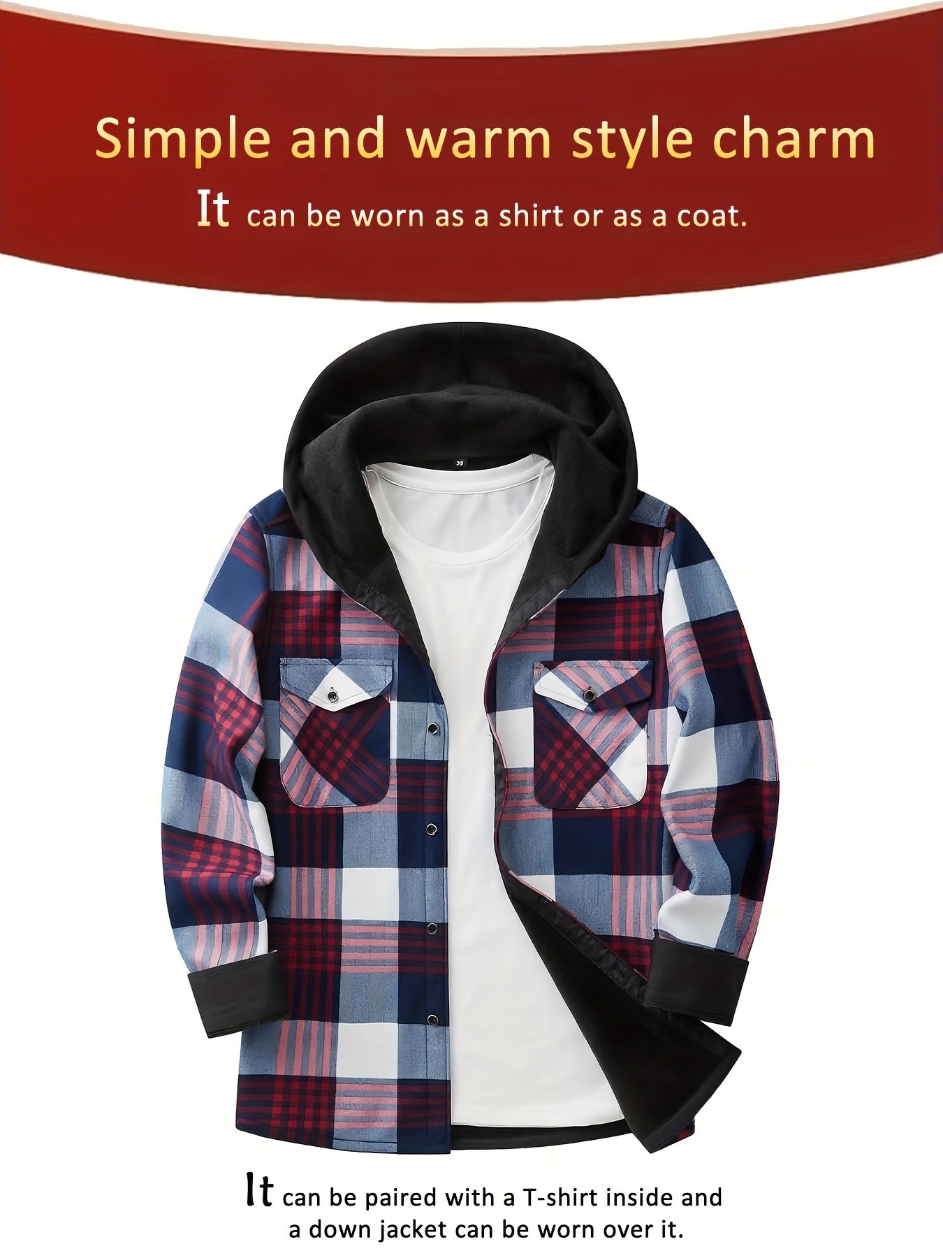 Teens Flannel Shirt - Fleece Lined Hooded Plaid Shirt for Baggy and Oversized - warm Winter Jacket - Christmas Halloween Gift, for Teenager