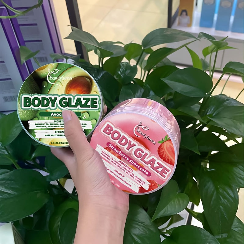 Beautyfress Strawberry Glaze Body Glaze 200g- Moisturizing Body Butter with Shea Butter, Glycerin, Vitamin C- Hypoallergenic, All Skin Types- Long-Lasting Hydration, Soothing Aromatherapy for Dry Skin Care