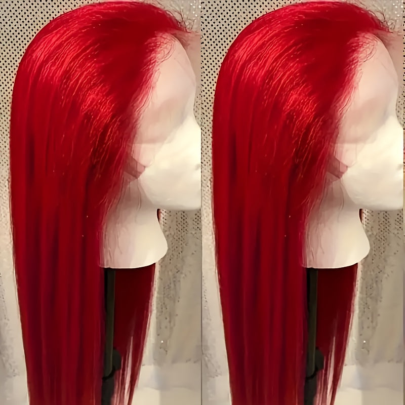 Black Friday 180% Density Long 13x4 Red Straight Wigs for Women Pre-plucked Baby Hair Brazilian Virgin Straight Wigs Lace Front Long Human Hair Wigs
