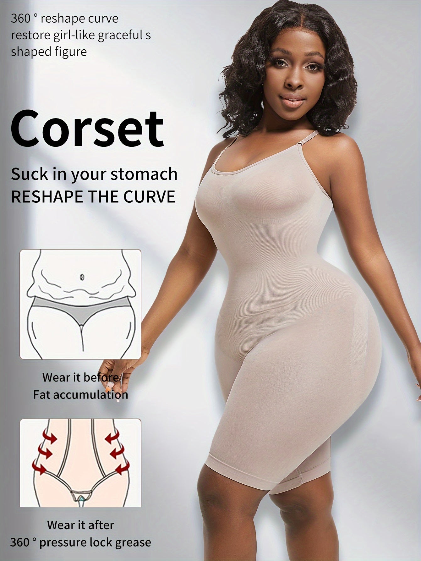[Tummy Tuck Body Shaper] Large Size Women's Body Shaper - Tummy Tuck Waist Lifting Butt Shapewear