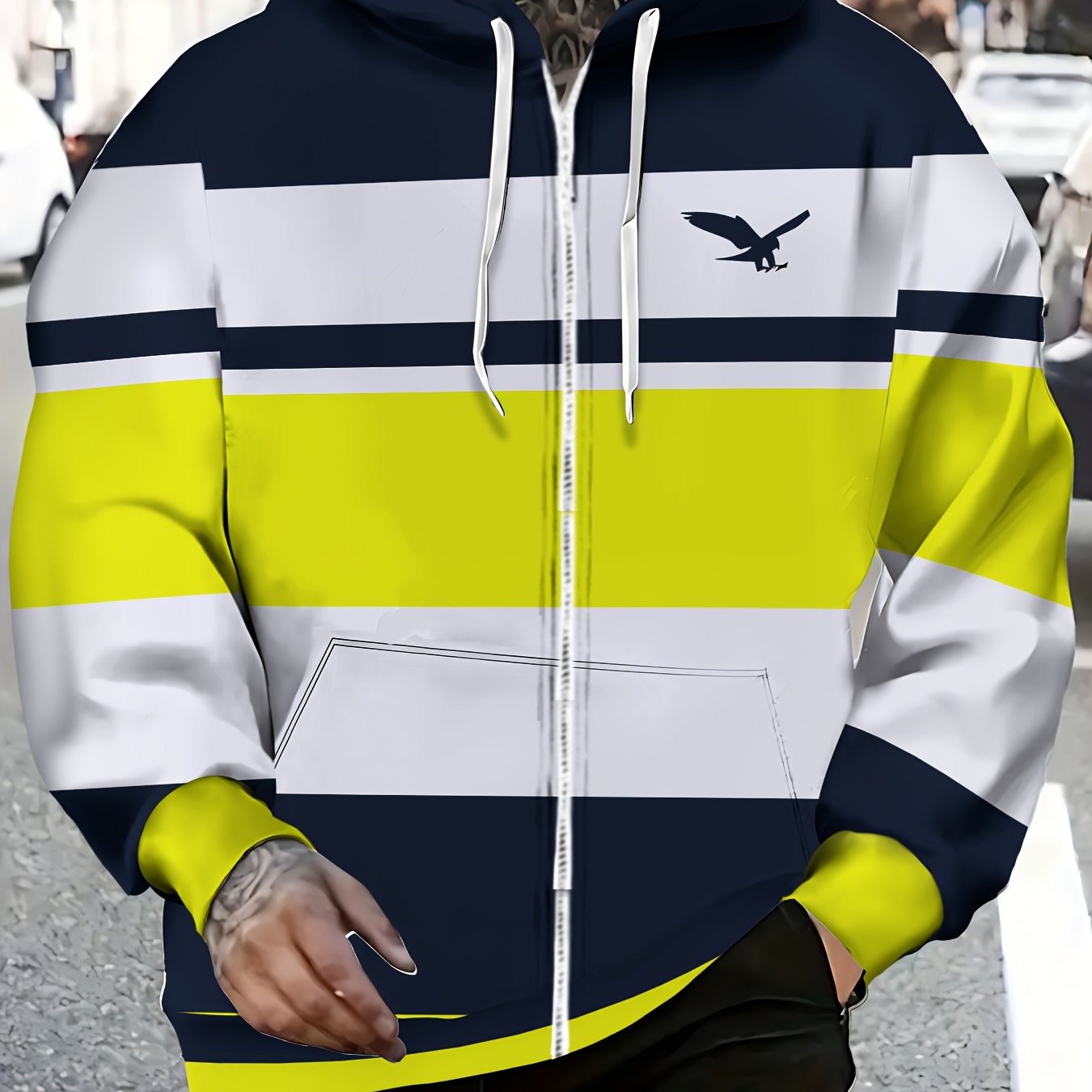 Men's Hooded Zip-Up Jacket - Full-Zip Front Closure,