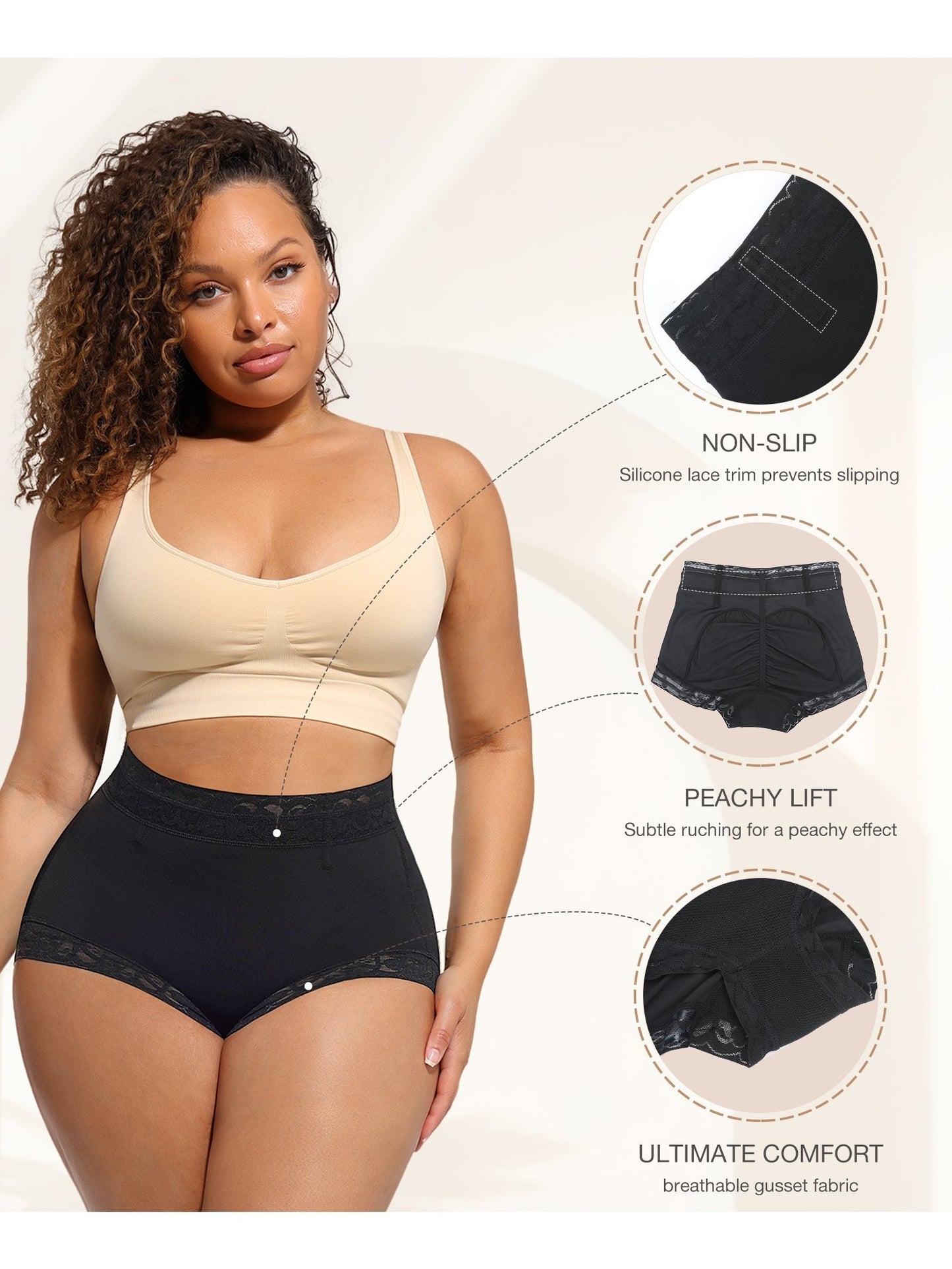 Tummy Control High-Waist Shapewear Panties - Butt Lift, Warmth, Non-See-Through, Nylon/Spandex Blend, Solid Color