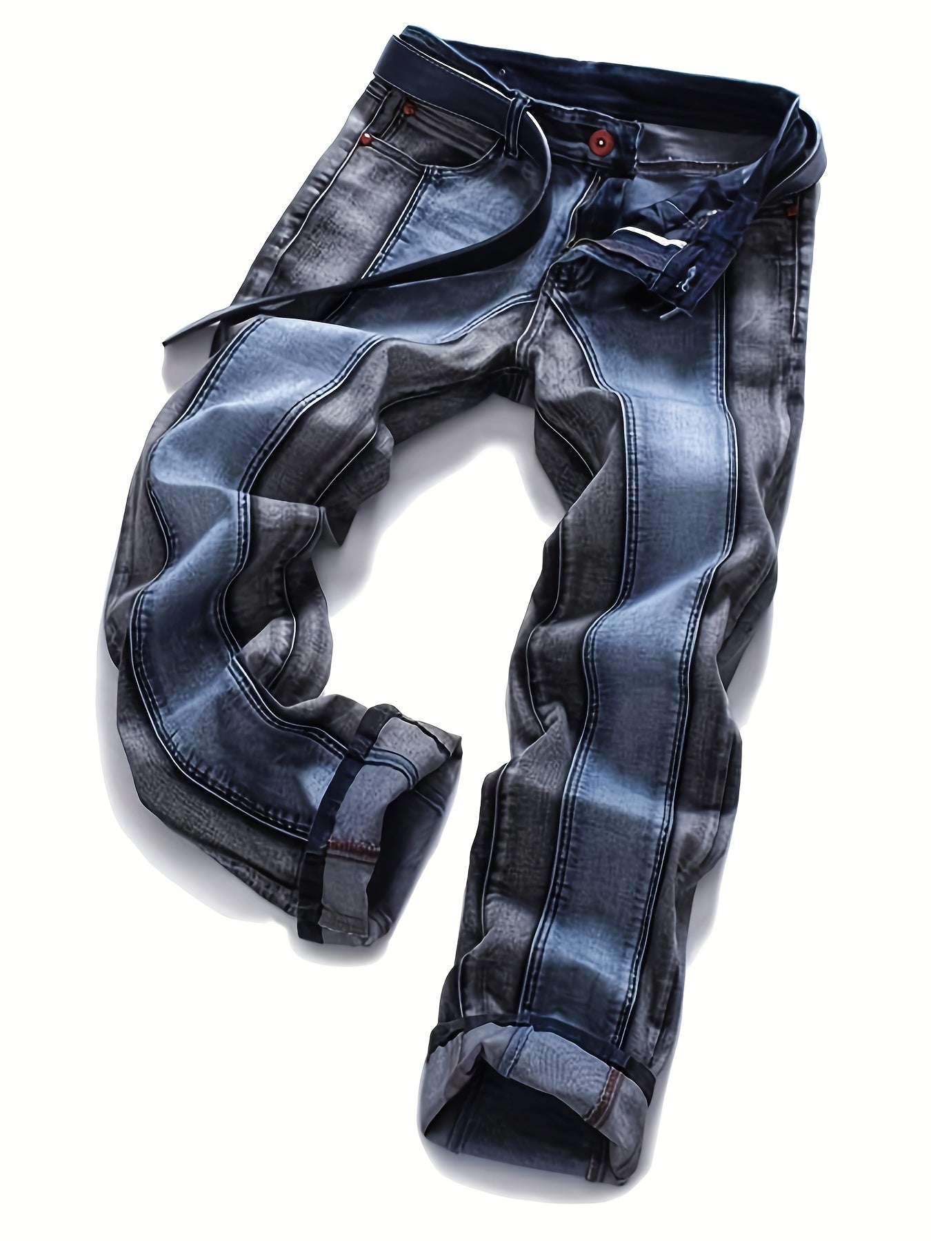 Men'S Mid-rise Fashion Splice Stretchy Skinny Jeans