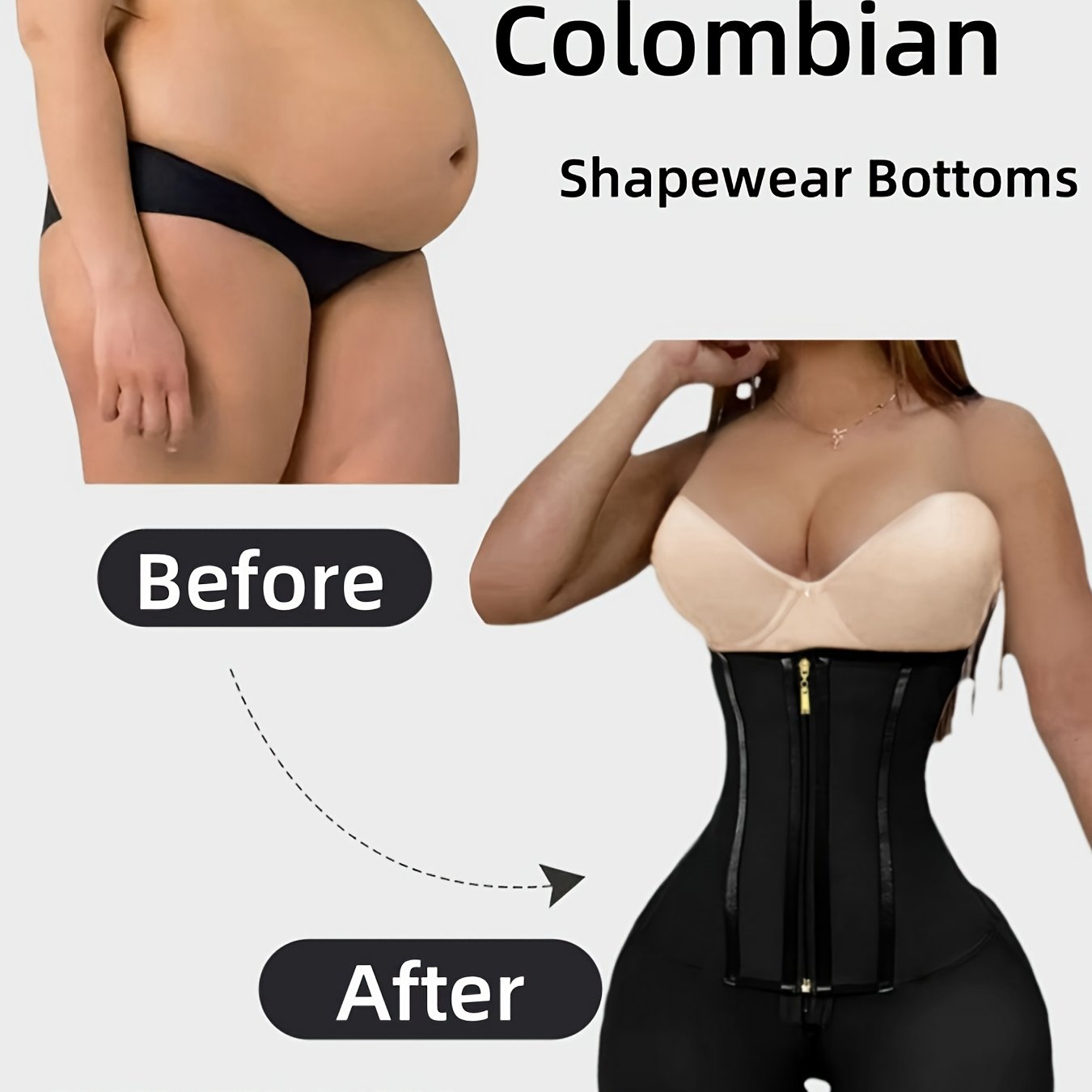 1pc Women'S High Waisted Shapewear Shorts, Fajas, Tummy Control And Butt Lift Pants, Adjustable Zipper Body Shaper Slim Shapewear Bottoms For Women, Waist Trainer, Enhance Self-Confidence, Suitable For Various Occasions, Spor