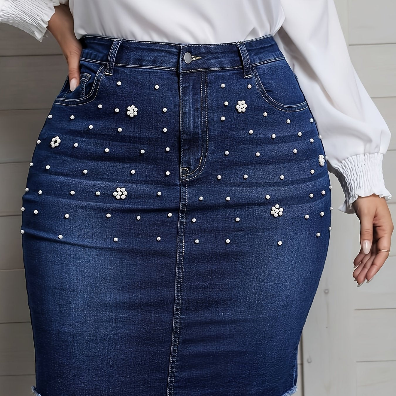 Stretch Democracy High Waist Belly Cinched Tight Hip Lift Boot Style Fashion Ripped Casual New Plus Size Denim Skirt