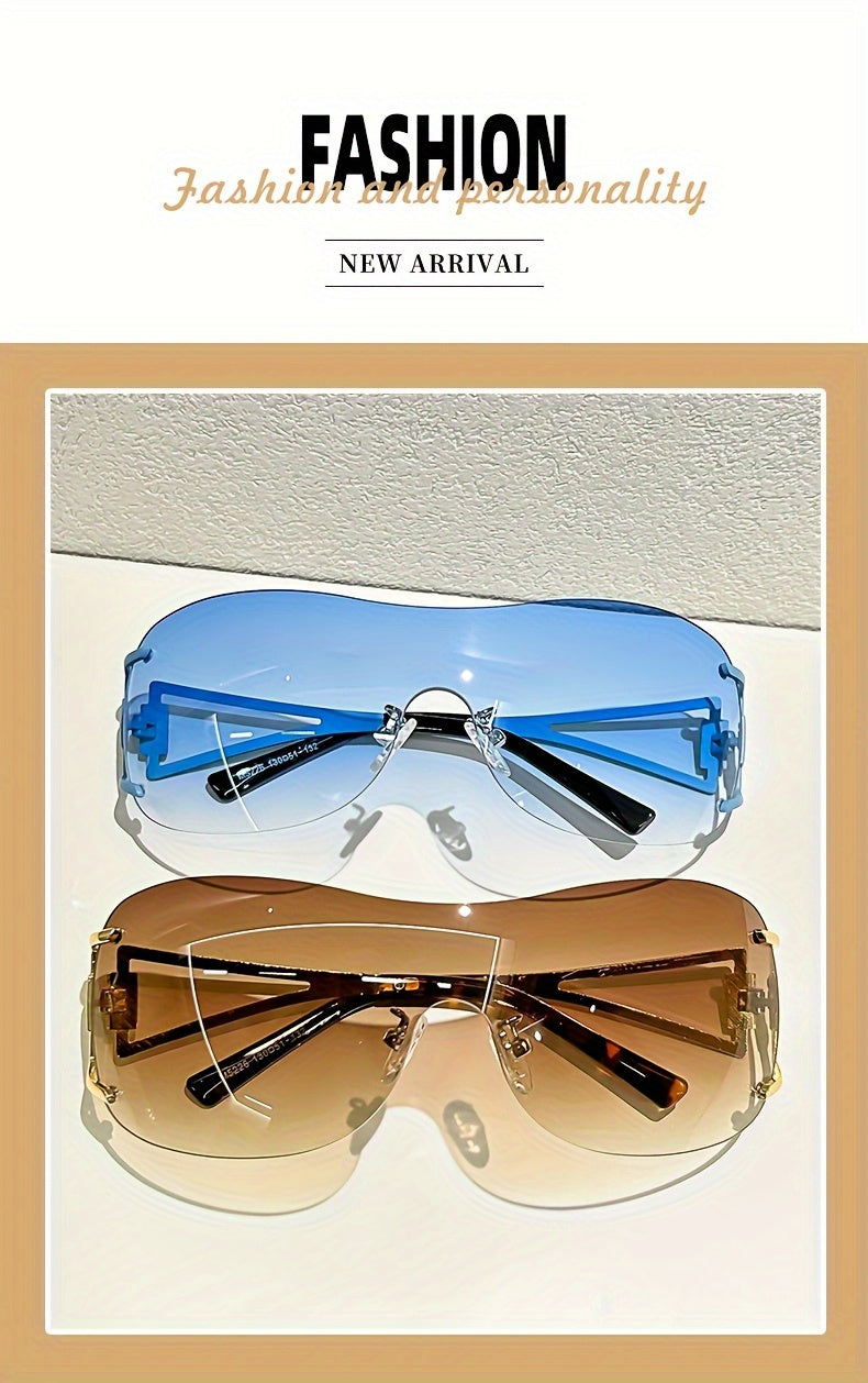 Women'S Rimless Wraparound Glasses - Non-Prescription Everyday & Formal Eyewear, Lightweight Zinc Alloy Frame, Modern Minimalist Look for Parties, Photoshoots - Compatible with Prescription Lenses, Party Accessories, Stylish