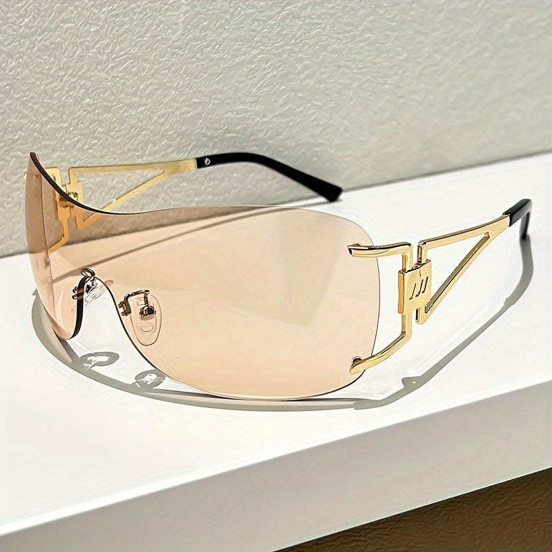 Women'S Rimless Wraparound Glasses - Non-Prescription Everyday & Formal Eyewear, Lightweight Zinc Alloy Frame, Modern Minimalist Look for Parties, Photoshoots - Compatible with Prescription Lenses, Party Accessories, Stylish