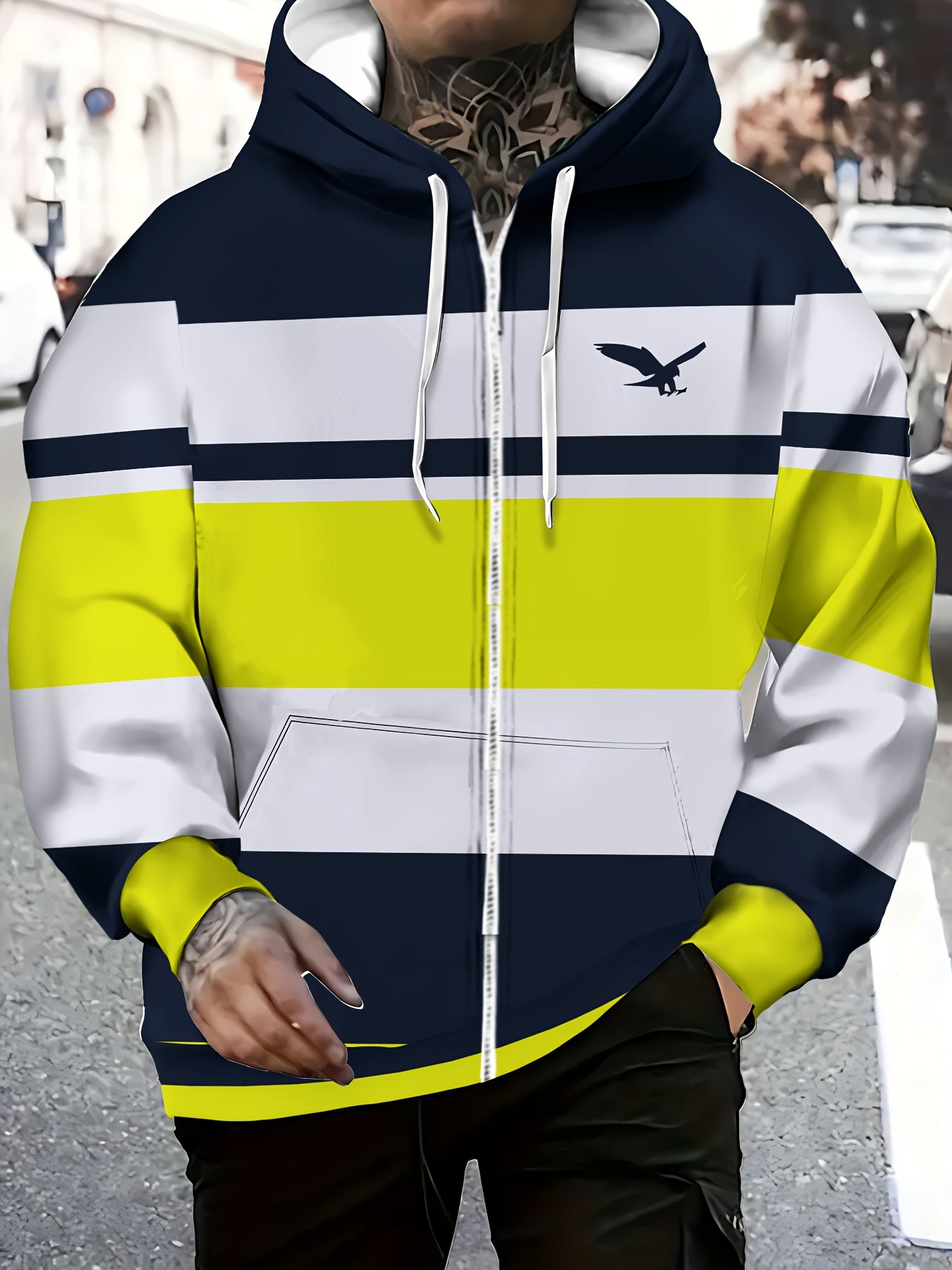 Men's Hooded Zip-Up Jacket - Full-Zip Front Closure,