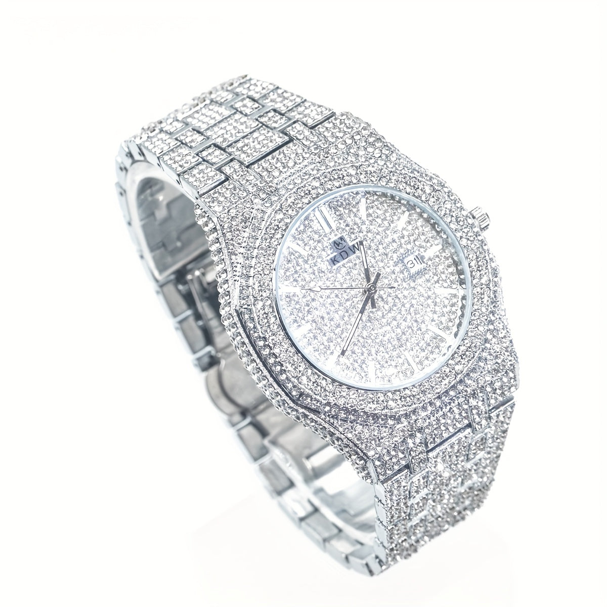 Luxury Hip Hop Bling Watch West Coast Style Rhinestone Wristwatch, High-End Glow-in-the-Dark Timepiece for Rappers, Christmas Valentine's Thanksgiving Gifts