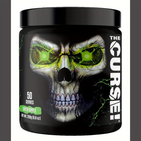 [Energy Focus] JNX SPORTS The Curse! Powder | 50 Servings | Energy + Focus for Men & Women | Caffeine, Beta-Alanine, Creatine & L-Citrulline-Green Apple