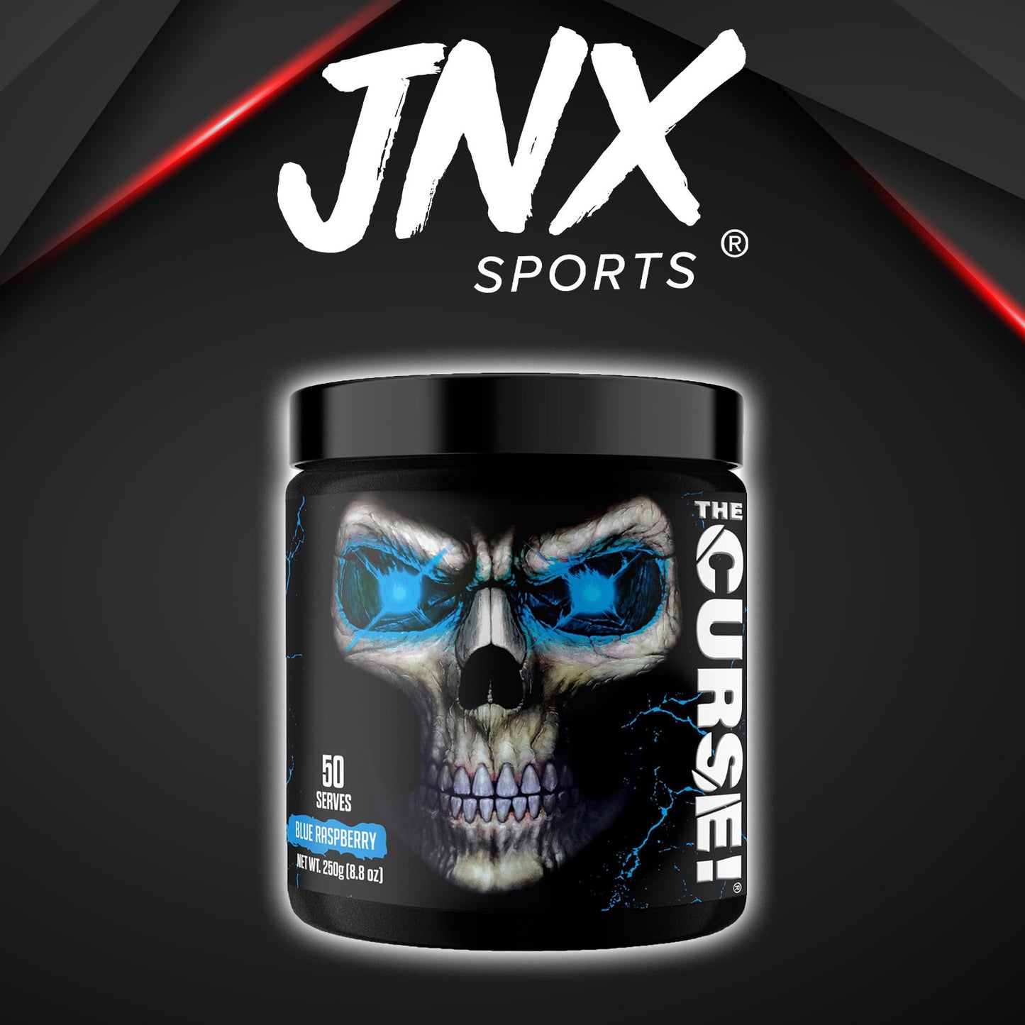 JNX SPORTS The Curse! Pre-Workout Powder - 50 Servings, Boosts Strength & Focus with Caffeine, Beta-Alanine, Creatine & L-Citrulline - Blue Raspberry Flavor