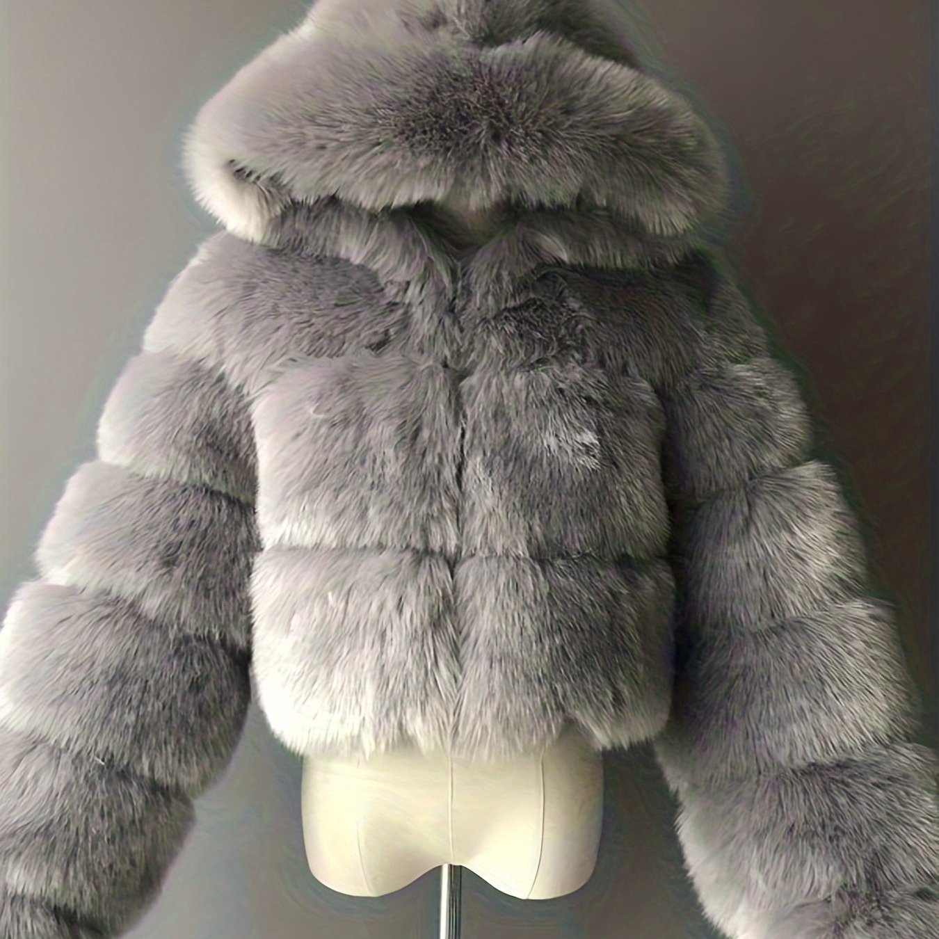 HERTALK Women's Short Fox Fur Coat with Hood -  Jacket, Winter Warm Collar & Plush, H-Line Silhouette, White/Pink/Black/Coffee Brown/Chestnut Brown - Hand Washable Luxury Outerwear