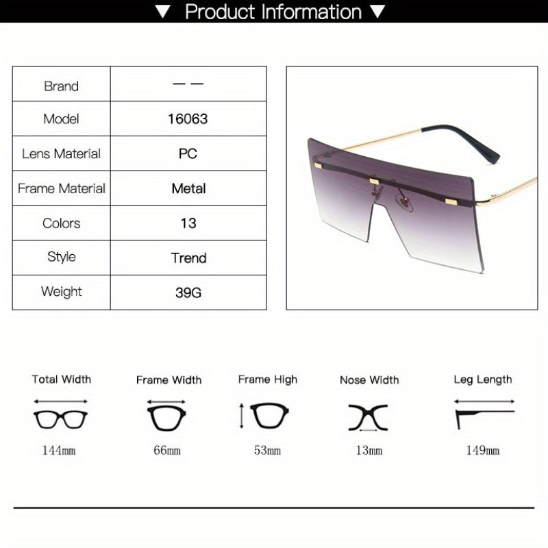 Stylish Square Frameless Fashion Glasses for Women & Men - Ocean-Themed, Lightweight Plastic Hinges, Perfect for Street Style & Fashionable Photo Props, Stylish Glasses