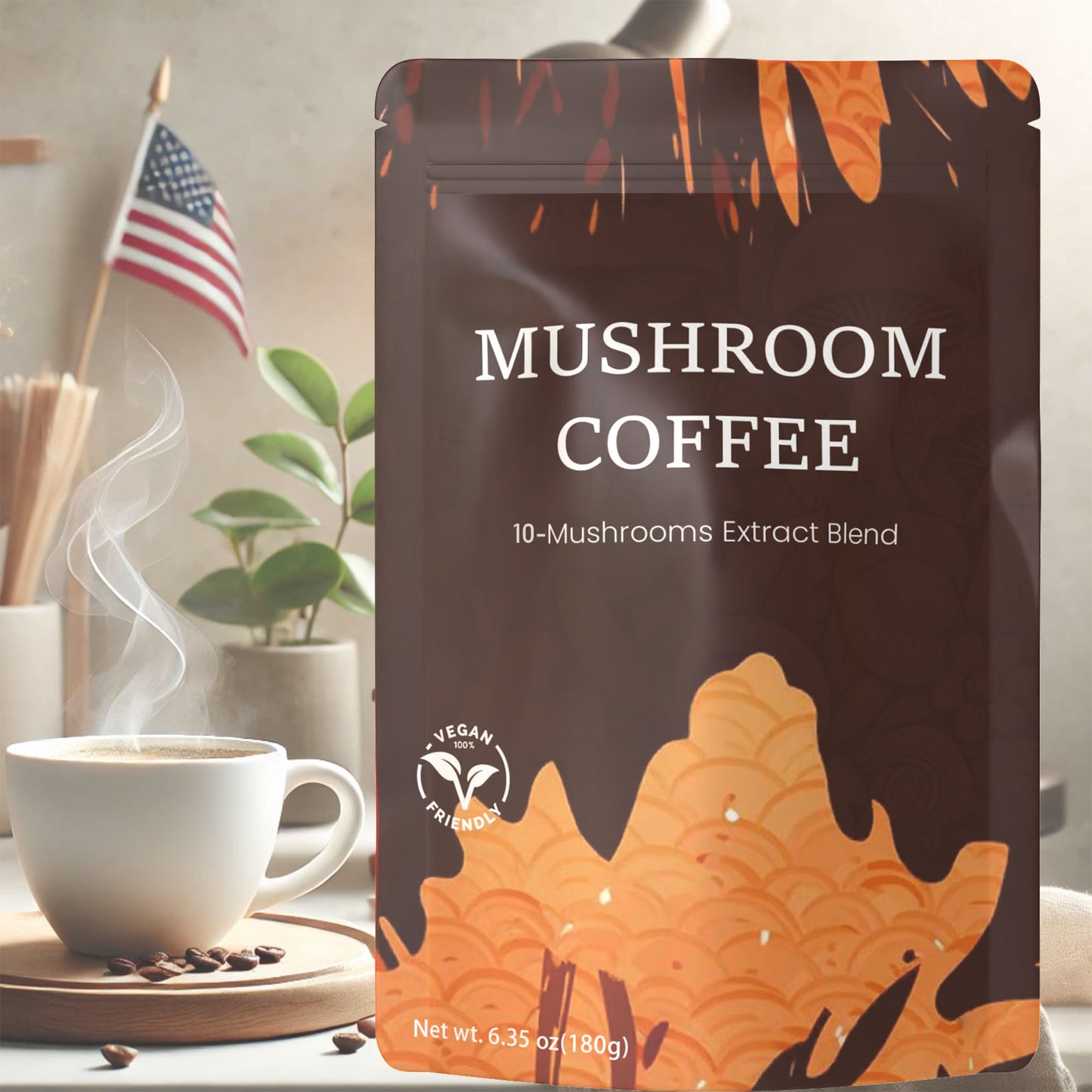 10-in-1 Mushroom Coffee – A Delightfully Balanced and Flavorful Blend, Crafted for a Smooth and Enjoyable Taste in Every Sip.6.35 oz