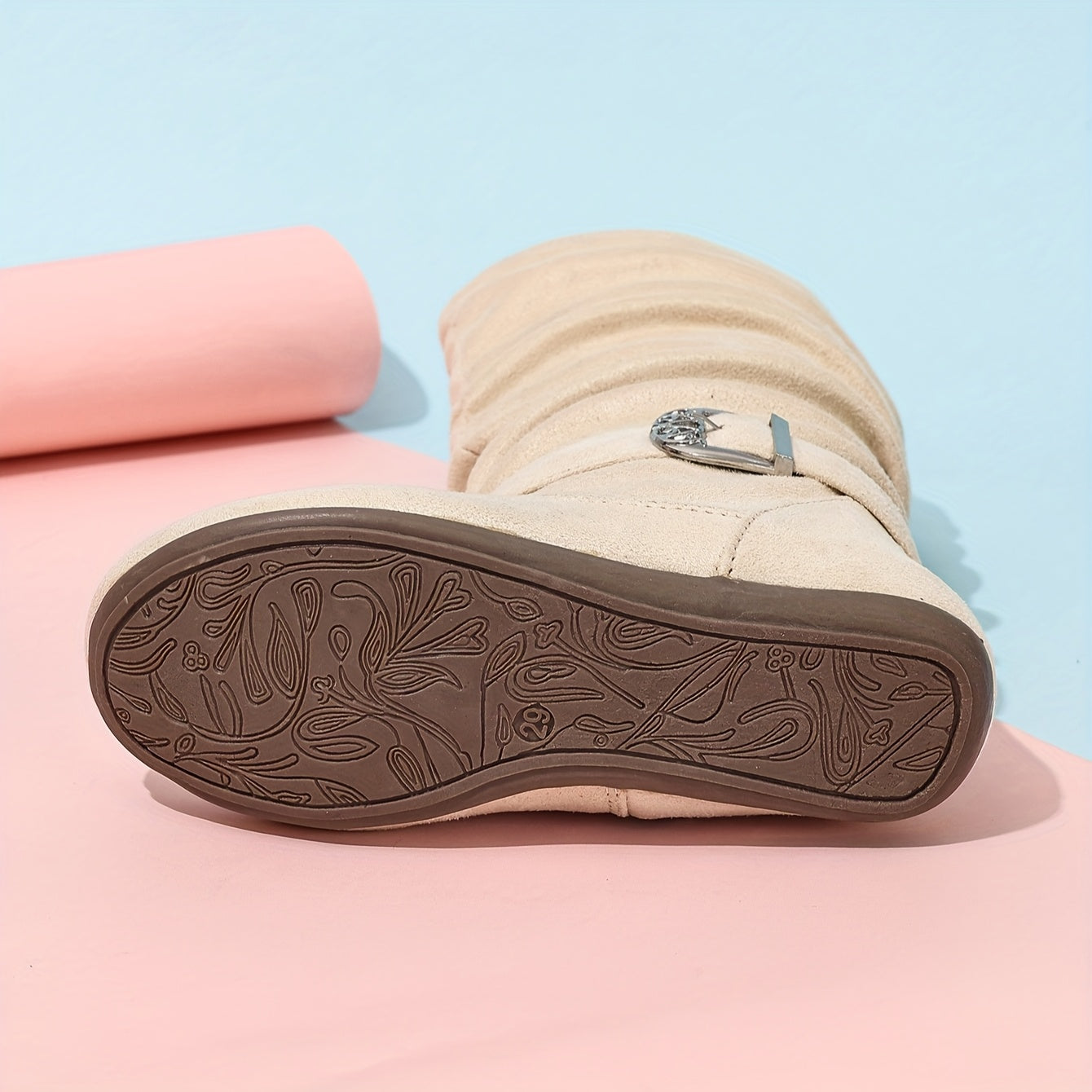 Ruffled Boot Cuffs with Decorative Buckle & Tassel, Flatter Round Toe Zipper Closure, Comfortable Fabric Lining, Casual Everyday Schoolgirl Boots for Girls - All-Season Versatile Mid-Calf (14 & Under)