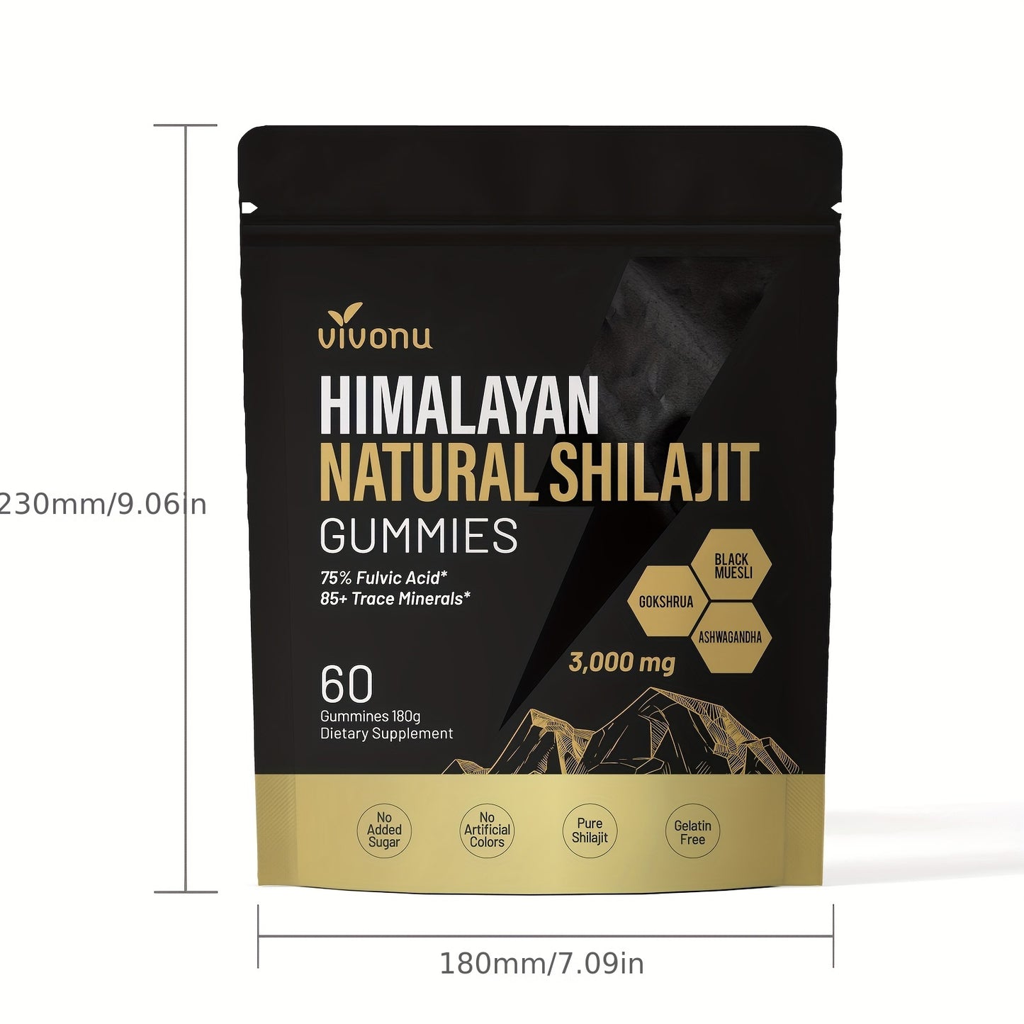 Himalayan Shilajit Gummies | With Ashwagandha, Gokshura & Other Herbs | No Added Sugar | 60 Gummies