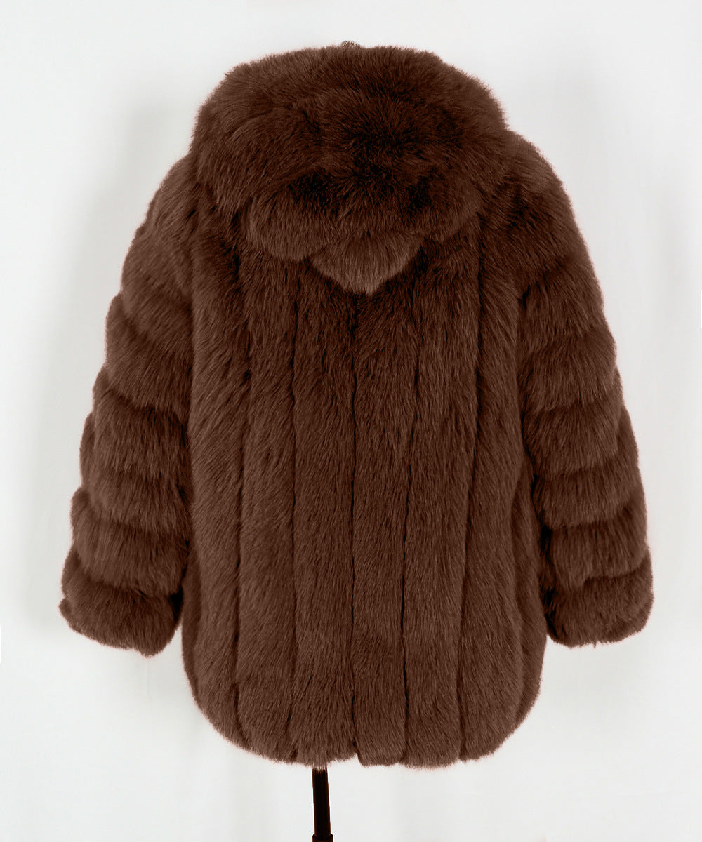 Plus Size, Plus-size Women's coat new European and American autumn winter faux fur warm fluffy plus-size Women's coat faux fox fur jacket fur winter wear plus-size fashion outwear