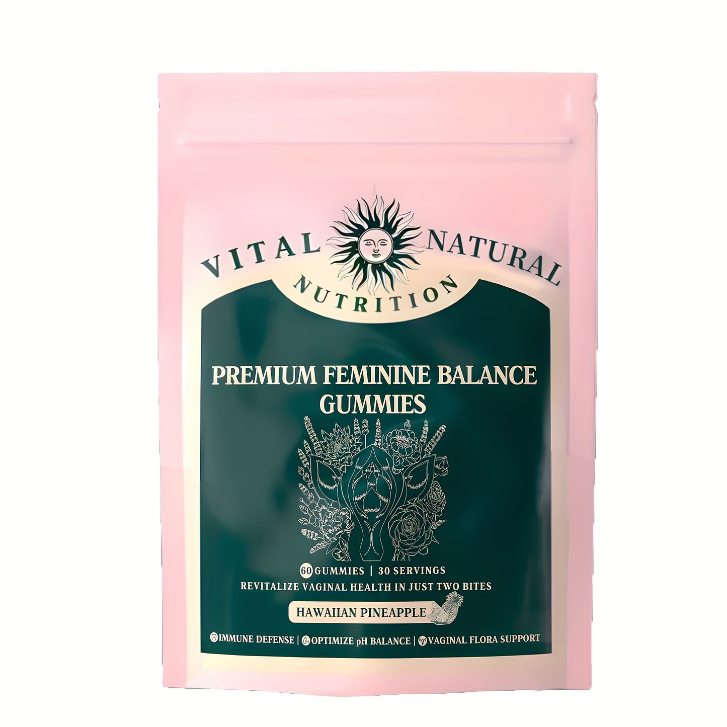 60pcs, Women's Balance Gummies Hot Deal, Caring for Women and Partners, Becoming Women's First Choice Gift Hawaiian Pineapple Probiotic Gummy Promotes Female Health