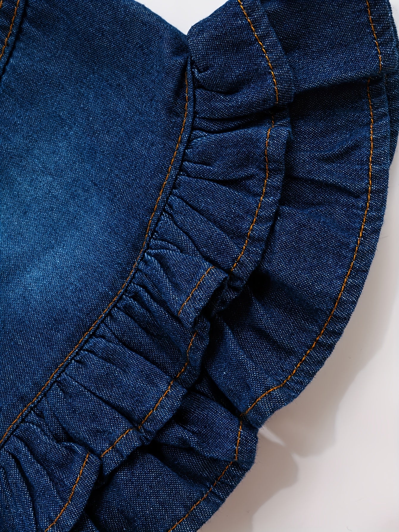 Girls' Denim Shorts - Lotus Leaf Hem, Stylish and Comfortable for Casual Wear