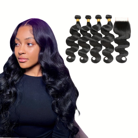 4 Body Wave Bundles with 4x4 Closure Free Part Brazilian Human Hair extension With Closure Virgin Hair 100% Unprocessed Human Hair