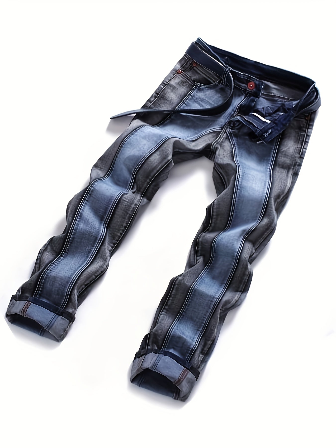 Men'S Mid-rise Fashion Splice Stretchy Skinny Jeans