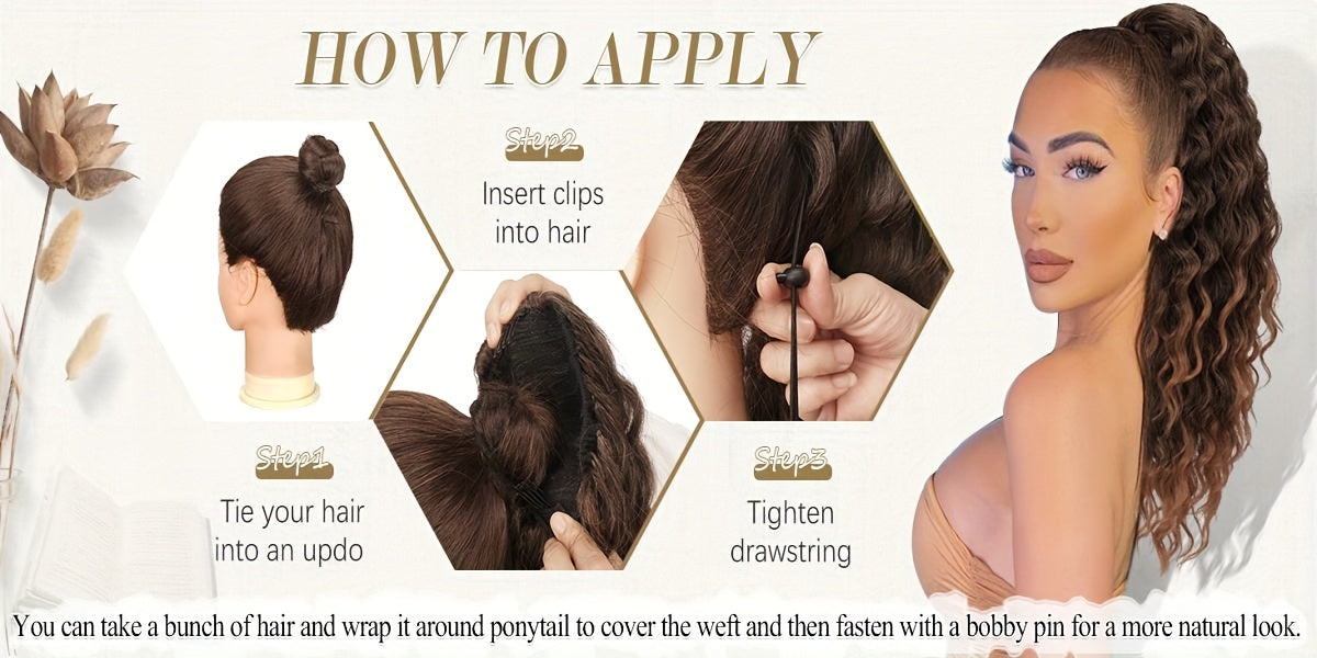 FESHFEN Female Wavy African Ponytail Extension With Rope, 16/20inch African Curly Hair, A Very Convenient Way To Lengthen CurlsIt Is Suitable For Going Out To Play, And The Use Scenarios Are Changeable