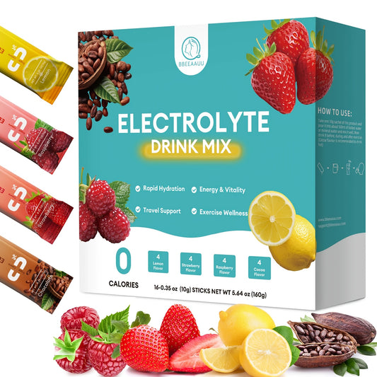 [16 Sticks Electrolytes Powder] 16 Sticks Electrolytes Powder, No Sugar & 0 Calorie Electrolytes Drink Mix | Variety Hydration Packets from BBEEAAUU