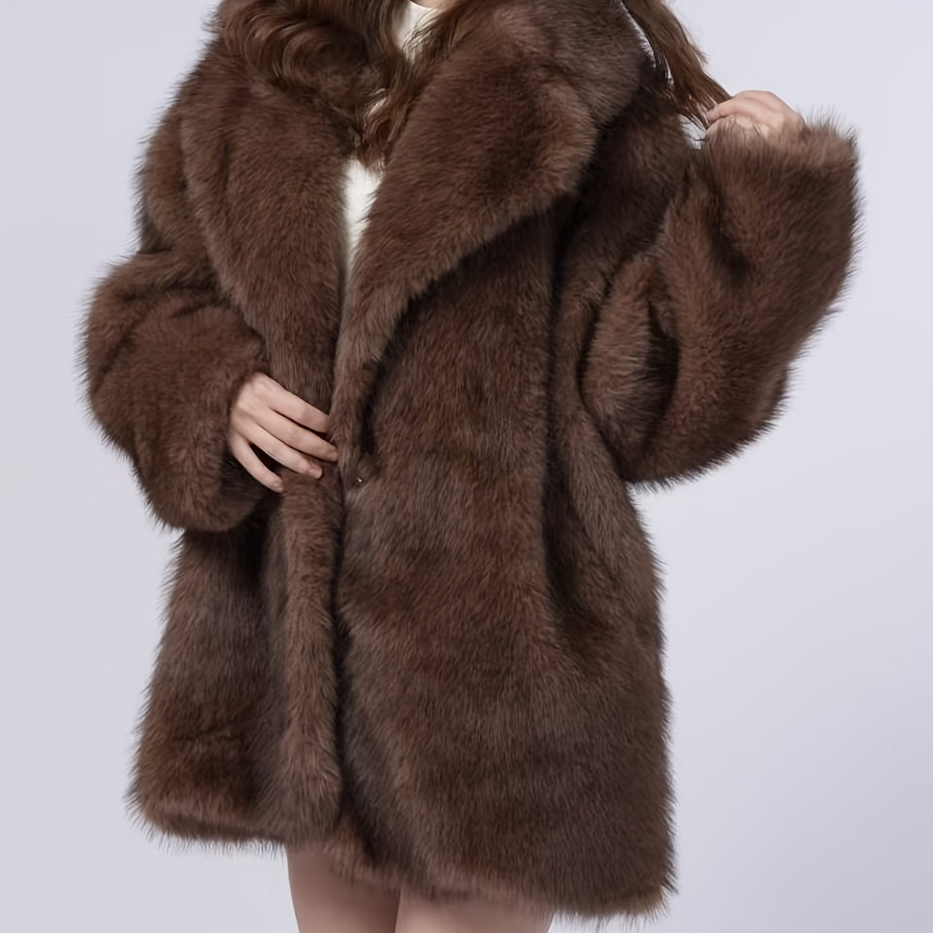 Plus Size, Women's Winter Suit Collar Faux Coat for Warmth