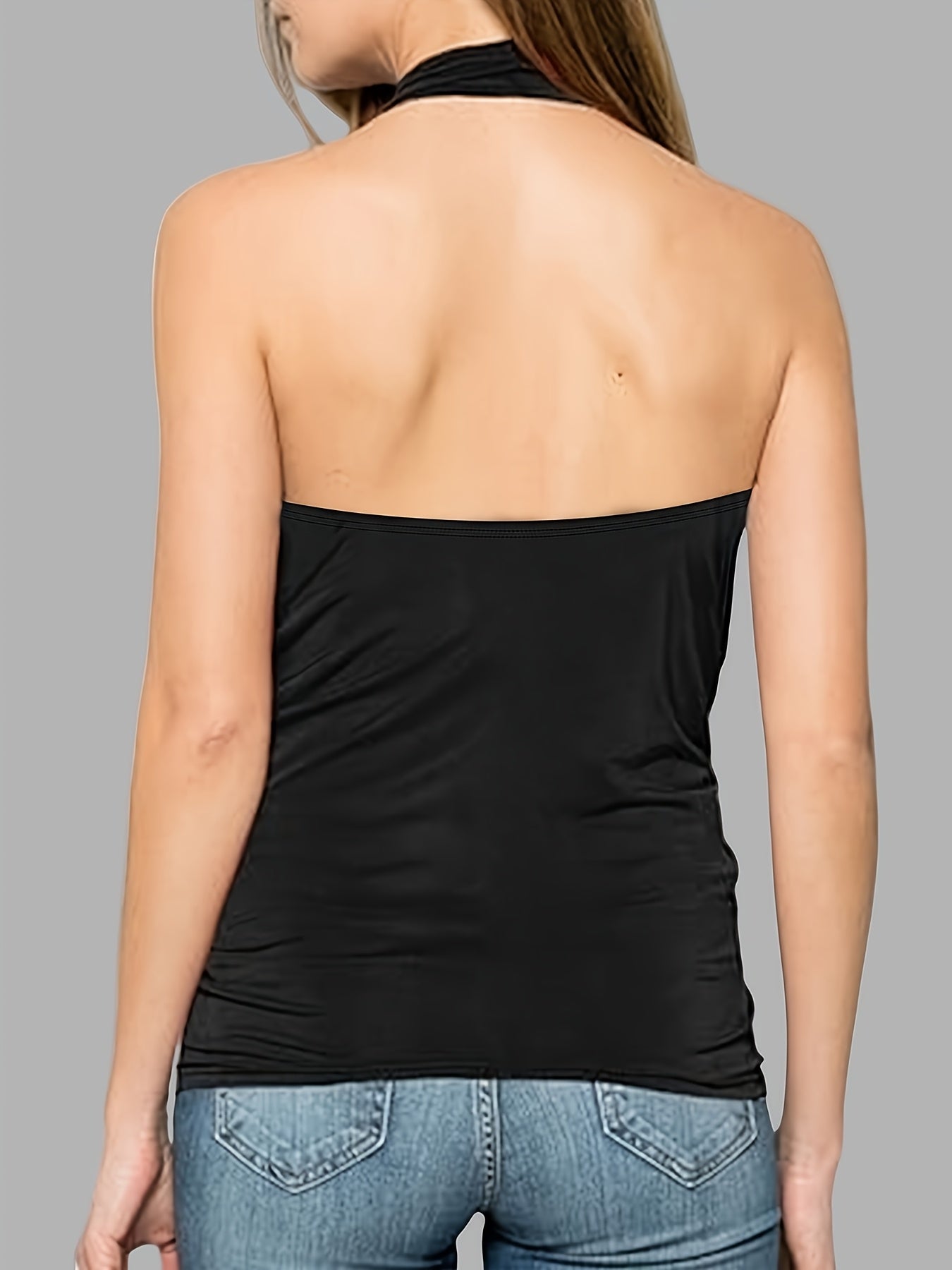 Plus Size, New Fashion Women's Casual Solid Color Halter Neck Large Size Vest Set