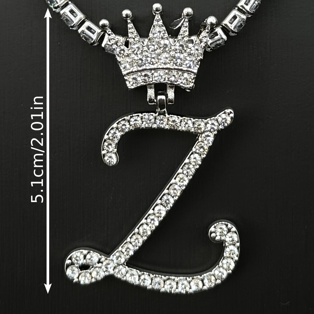 1pc Men's and Women's Fashion Pendant Necklace-26 Crown-shaped Fancy English Letter Pendant Necklace with Round Box Chain-Hip-hop Style Niche Necklace Jewelry Gift