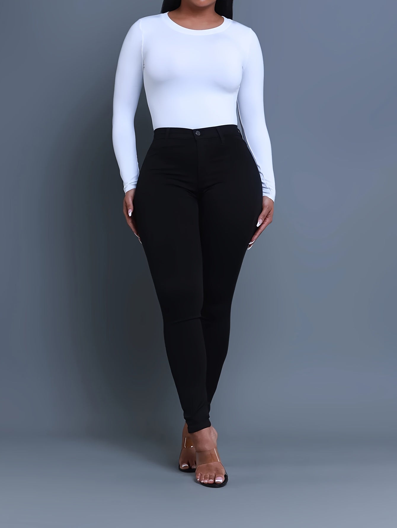 Women's Casual Four Seasons Slim Fit Elastic Solid Color Washed Denim Jeans European Style Denim Shorts Women's Versatile Denim Jeans