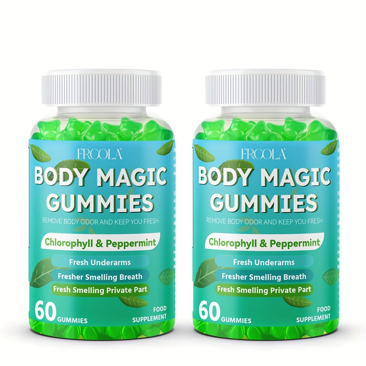 Natural Chlorophyll Gummies - Chlorophyll Daily 60 Gummies, Freshens Breath, Natural Body Deodorizing Supplement, Chlorophyll Herbal Gummies For Women And Men
