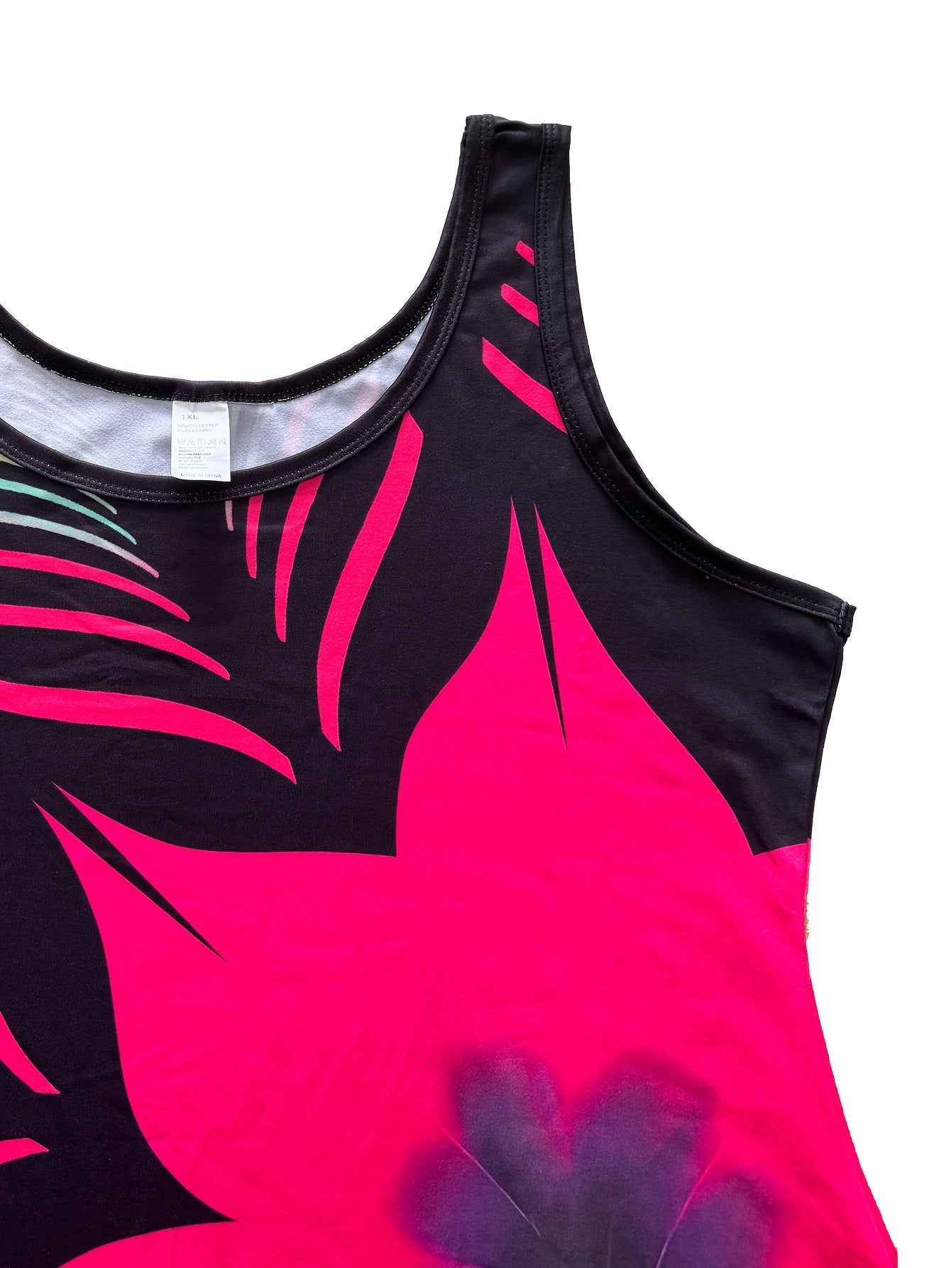 [Elegant Tank Dress] Elegant Sleeveless Loral Print Square Neck Tank Dress | Women's Clothing For Spring & Summer