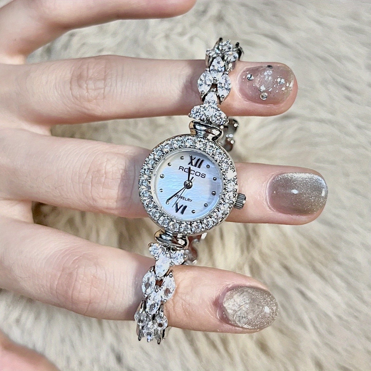 ROCOS Brand Bracelet Watch Fashion Luxury Women'S Watch Phantom Dial Silvery Quartz Women'S Watch Holiday Gift Women'S Gift