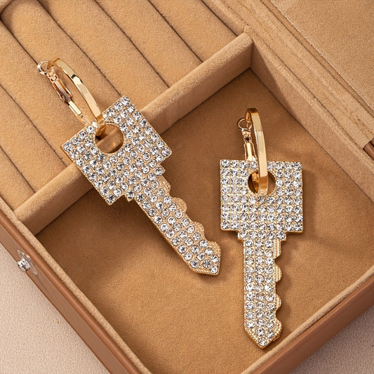 A pair of fashionable and elegant high-end luxury exaggerated rhinestone Women's earrings - suitable for parties, banquets and weddings - a gift for friends