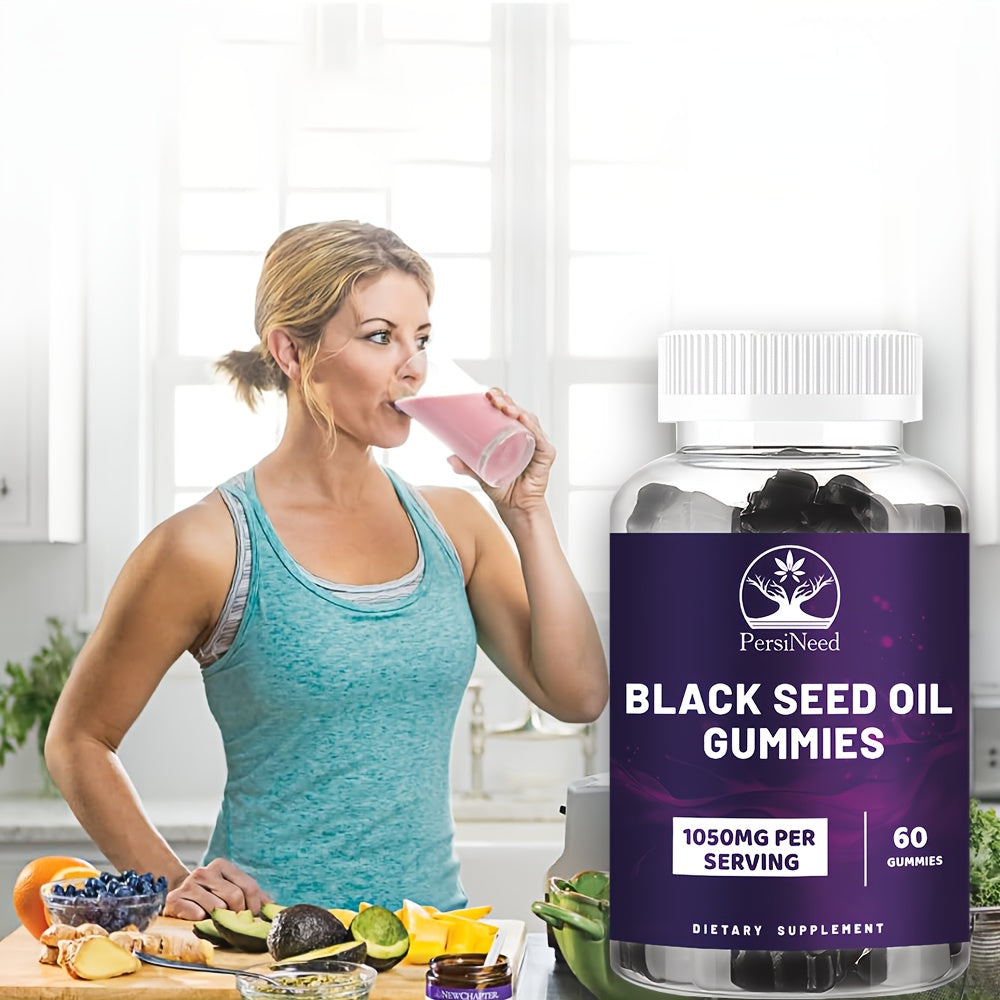 120pcs Of Black Seed Oil Gummies, Containing 1000 Milligrams Of Black Grass Oil, 50 Milligrams Of Honey Extract, And South African Irish Seaweed, Suitable for Both Men And Women, Natural Ingredients, Energy Supplements, And A