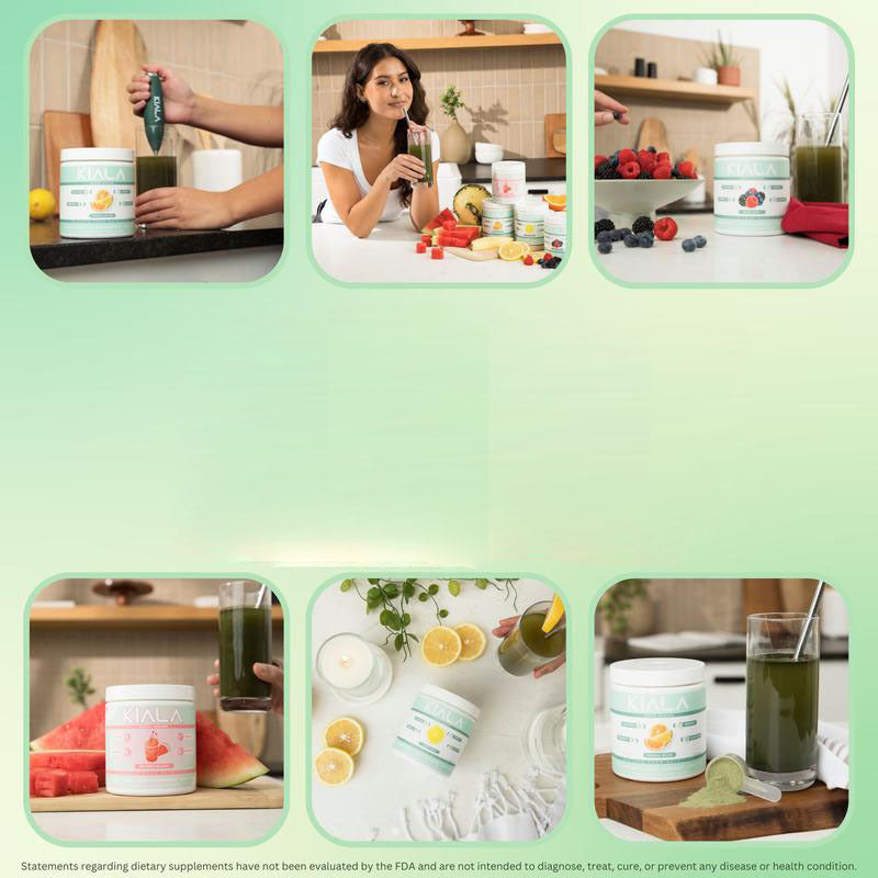 Kiala Nutrition Super Greens, Greens Powder with Spirulina & Chlorella, Watermelon Slush, 30 Servings