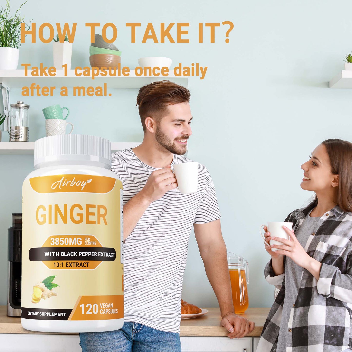 Ginger Capsules - with Black Pepper Fruit, Supports Immune and Digestive Health - 120pcs