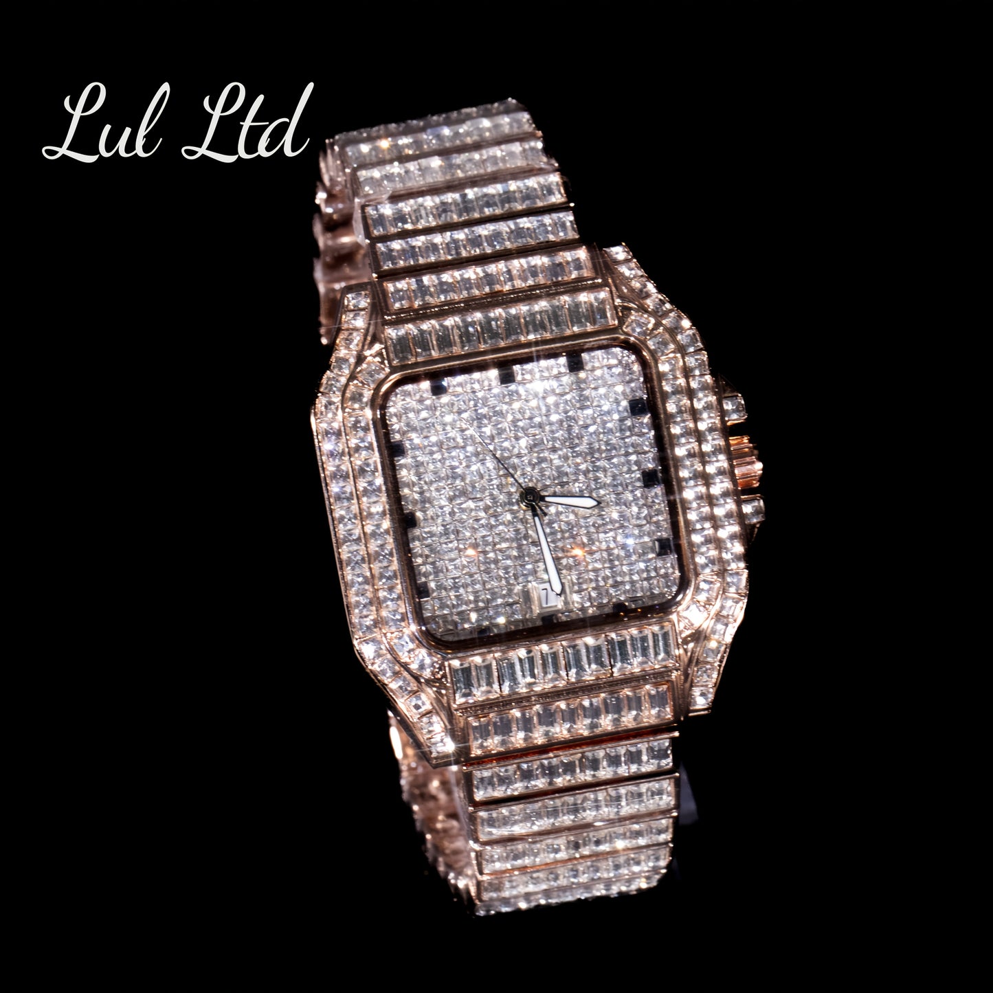 Luxury Hip Hop Square Watch Full Rhinestone Stage Performance Wristwatch, Geometric Glow-in-the-Dark Dress Watch for Christmas Thanksgiving Valentine's Gifts