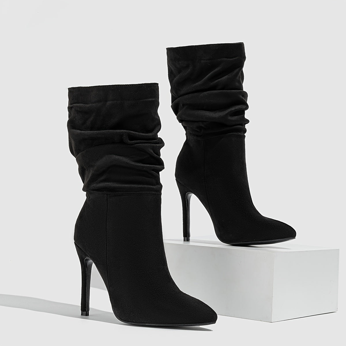 Women'S Slip-On Pointed Toe Stiletto Heel Ankle Boots - Ultra-High Faux Cover Winter Boots with Plush Lining, Sexy Western Style Casual & Formal Boots for Fall/Winter, Hand Washable Synthetic Cover & Rubber Sole, Winter Footw
