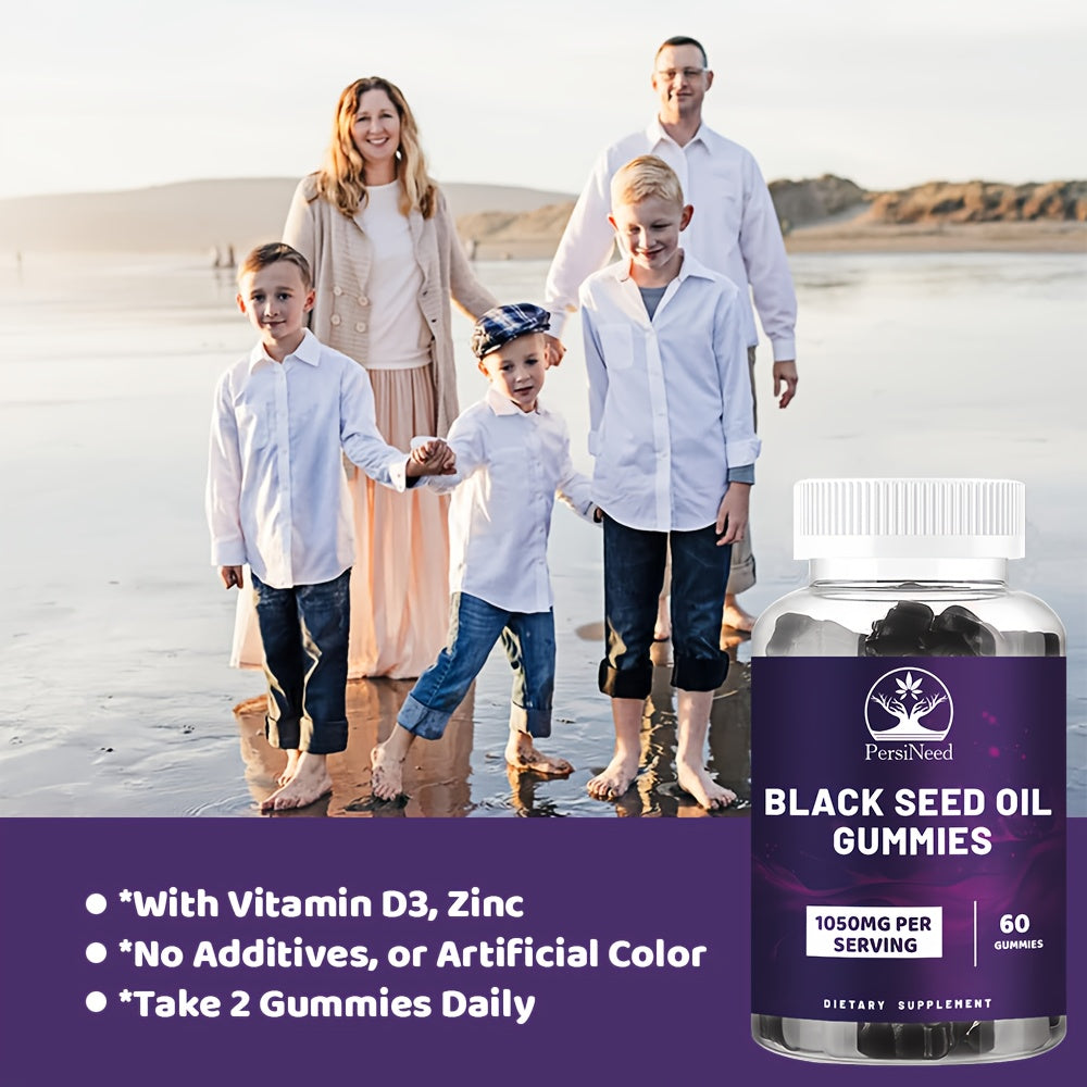 120pcs Of Black Seed Oil Gummies, Containing 1000 Milligrams Of Black Grass Oil, 50 Milligrams Of Honey Extract, And South African Irish Seaweed, Suitable for Both Men And Women, Natural Ingredients, Energy Supplements, And A