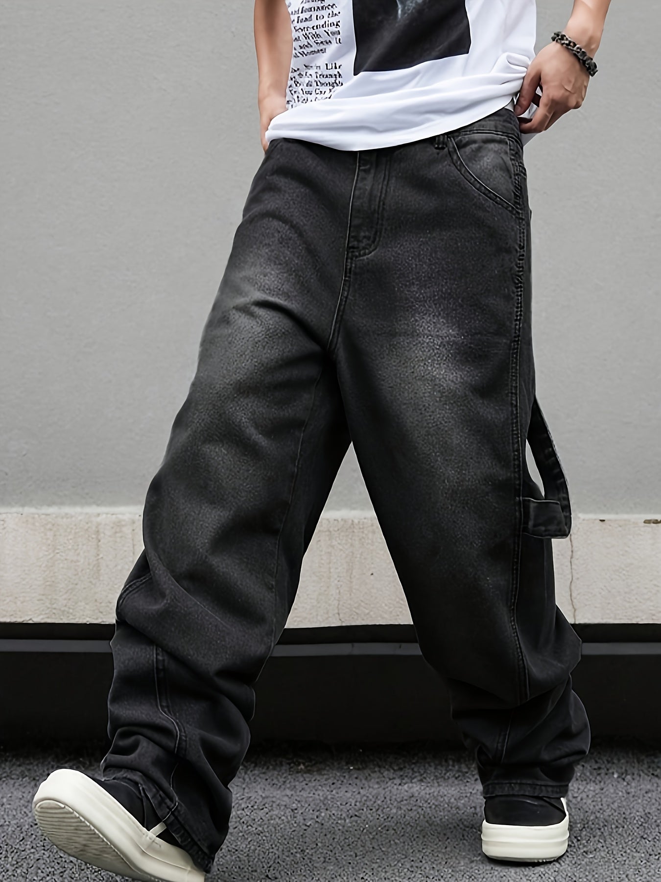 Men'S Baggy Black Street Jeans