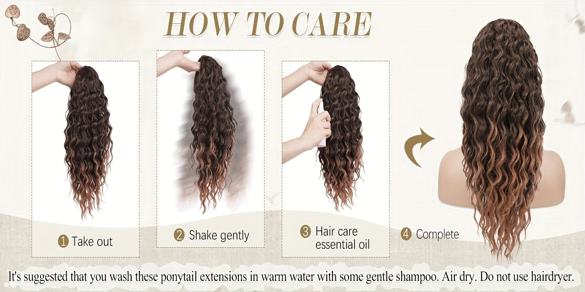 FESHFEN Female Wavy African Ponytail Extension With Rope, 16/20inch African Curly Hair, A Very Convenient Way To Lengthen CurlsIt Is Suitable For Going Out To Play, And The Use Scenarios Are Changeable