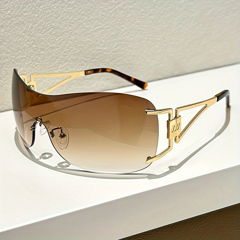 Women'S Rimless Wraparound Glasses - Non-Prescription Everyday & Formal Eyewear, Lightweight Zinc Alloy Frame, Modern Minimalist Look for Parties, Photoshoots - Compatible with Prescription Lenses, Party Accessories, Stylish