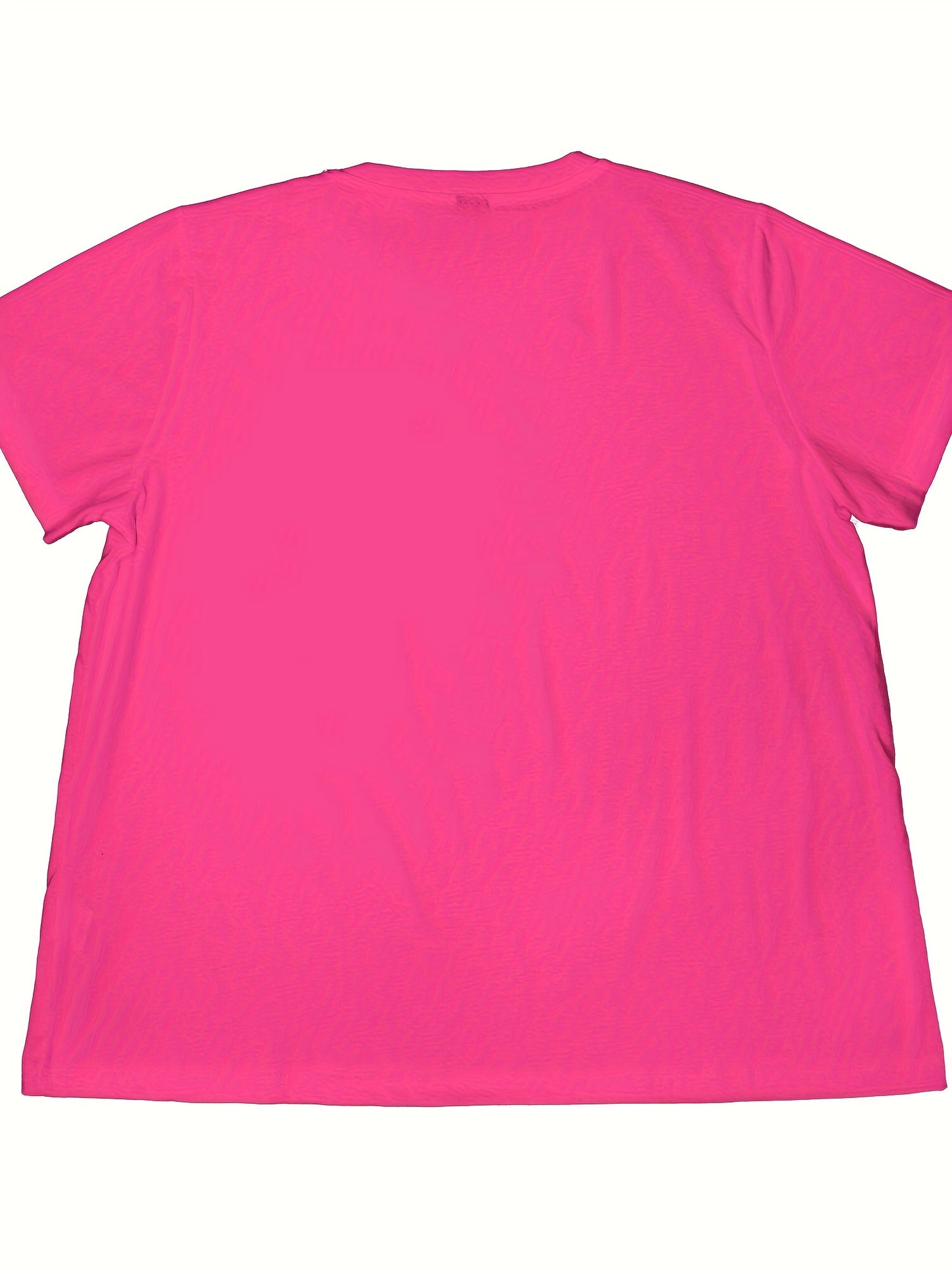Women's Plus Size Loose Fit T-Shirt - Lord's Prayer Cross Print Religious Inspirational Top, Soft Stretch Comfort, Bright Pink with White Text, Machine Washable Round Neck Casual Shirt for Spring Summer Fall, Ladies T Shirts,