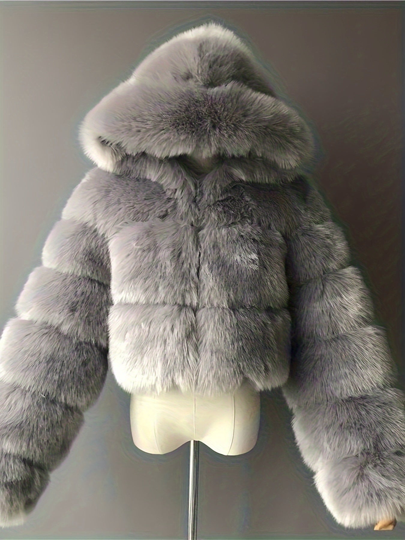 HERTALK Women's Short Fox Fur Coat with Hood -  Jacket, Winter Warm Collar & Plush, H-Line Silhouette, White/Pink/Black/Coffee Brown/Chestnut Brown - Hand Washable Luxury Outerwear