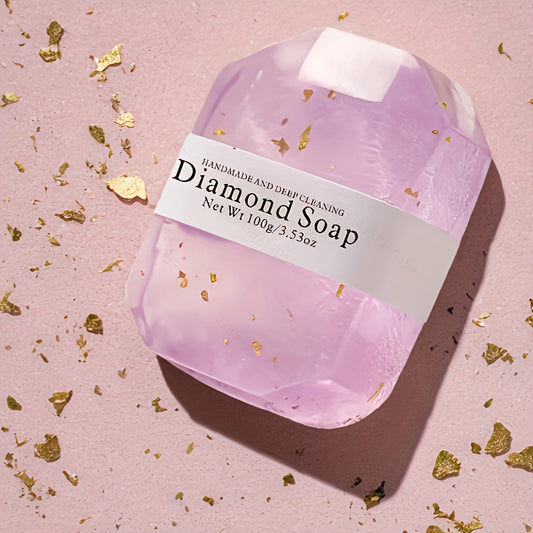 [Moisturizing Soap] Formaldehyde-Free Diamond Soap for Women | 1pc Handmade Firming Body Soap, 100g/3.5oz, Moisturizing Cleansing Bar with Essential Oils for All Skin Types