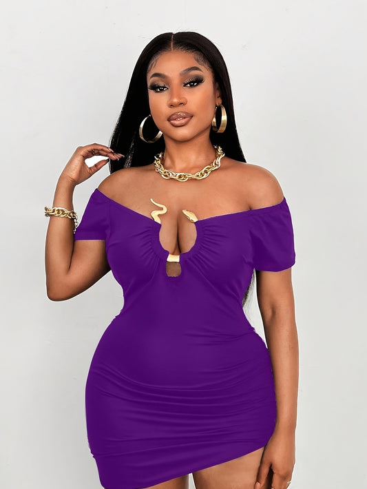 Plus Size, Regular Elegant Purple Dress
