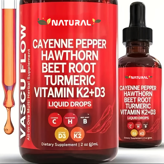 Vitamin K2 D3 Cayenne Pepper Liquid Drops, Beet Root, Turmeric, Ginseng, Ceylon Cinnamon, Daily Wellness Supplement, Allergy Friendly, 2.03oz,Mother's Day gift to mother