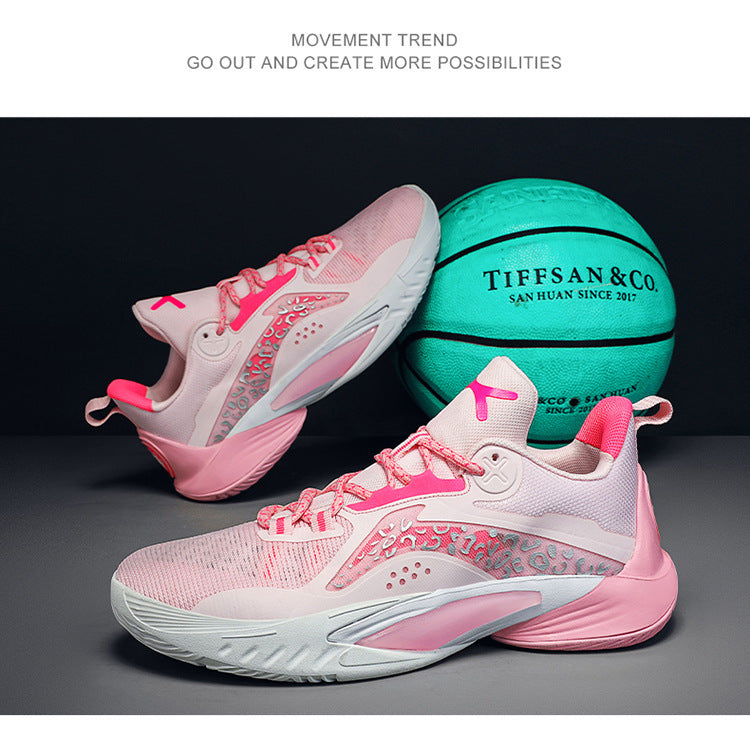Phantom Cherry Blossom 2025 Men's & Women's Mid-Top Basketball Shoes - Breathable Shock-Absorbing Training Sneakers with Anti-Slip Rubber Sole, Wear-Resistant PU/Fabric Upper for Spring Summer Sports, High Top Sneakers, Shock